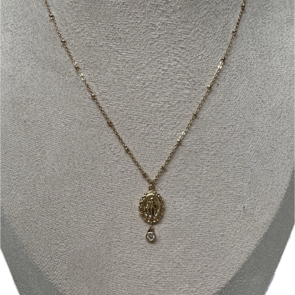 Aldo- Cz Gold Plated Chain Mother Mary Pendant Necklace